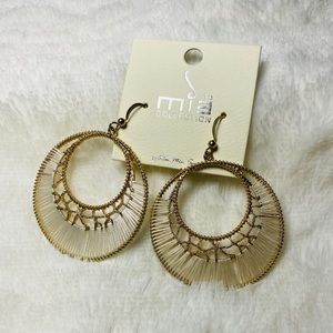 4 for $25 MIA boho Bohemian Gold Hoop Earriings with White Accent